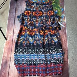 I LE Multicolored Belted Stretch Tank Dress 22W